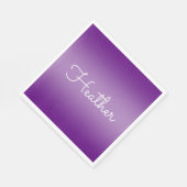 Bewerkbare Paarse Violet Kleur & Wit Script Servet (Hoek)