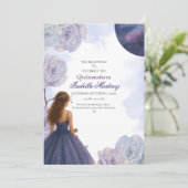 Bewerkbare Paarse Waterverf Quinceañera Invitation Kaart (Staand voorkant)
