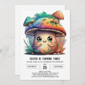 Bewerkbare Paddestoel Kids Verjaardag Uitnodiging (Voorkant / Achterkant)