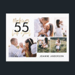 bewerkbare pagina chic verjaardag multi-fotoscript feestdagenkaart<br><div class="desc">Moderne,  minimale multi-foto-scriptgeschenk voor verjaardagsgeschenk. Bewerk de leeftijd die bij uw gelegenheid past,  ideale geschenk die beschikbaar is voor mums,  dads,  grand,  grandad van elk familielid. Verbluffende elegante scripttekst. Zwart,  wit en gouden design</div>