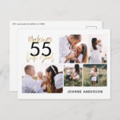 bewerkbare pagina chic verjaardag multi-fotoscript feestdagenkaart (Voorkant / Achterkant)