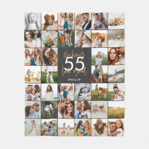 bewerkbare pagina chic verjaardag multi-fotoscript fleece deken