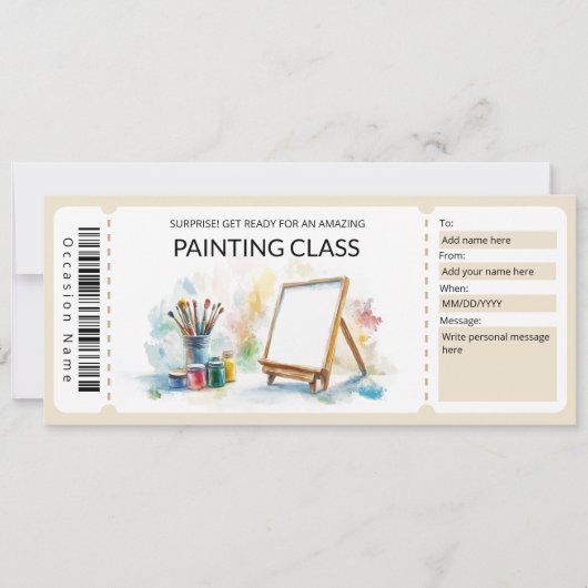 Bewerkbare Painting Class Gift Voucher Sjabloon Kaart (Voorkant)