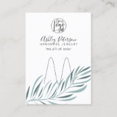 Bewerkbare palmblad logo sieraden ringhouder visitekaartje (Voorkant)