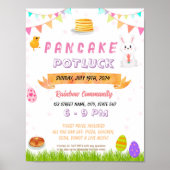 Bewerkbare pannenkoeken met paashaas flyer poster (Voorkant)