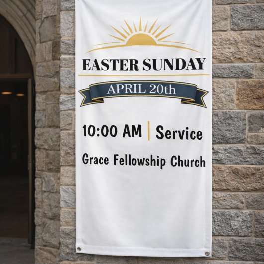 Bewerkbare Pasen Zondag Kerk Banner