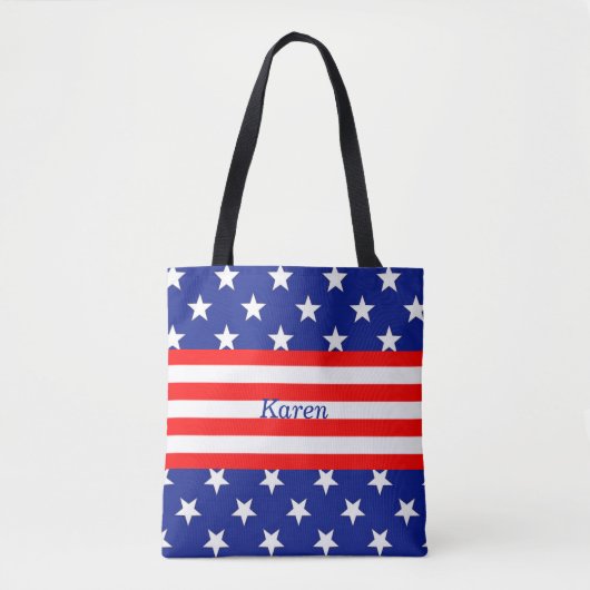 Bewerkbare Patriottische Sterren en Strepen Tote Bag (Voorkant)