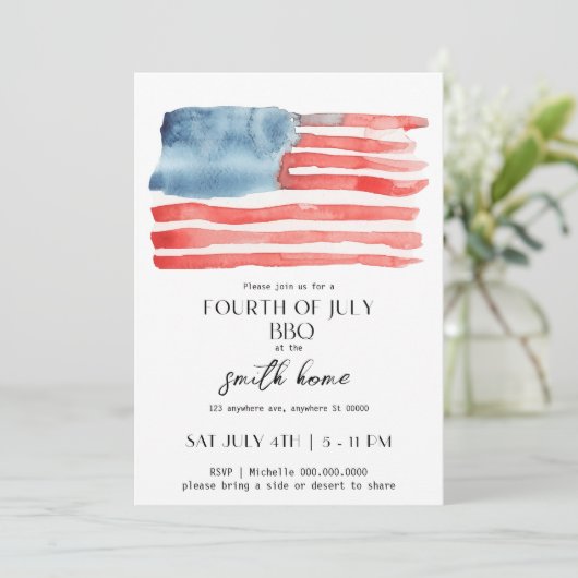 Bewerkbare patriottische uitnodiging voor BBQ op O (Staand voorkant)