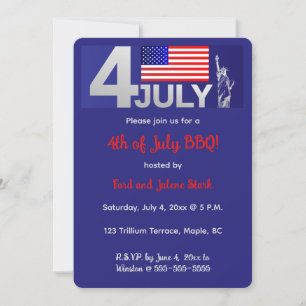 Bewerkbare Patriottische Viering van 4 Juli Kaart