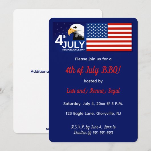 Bewerkbare Patriottische Viering van 4 juli met Ad Kaart (Voorkant / Achterkant)