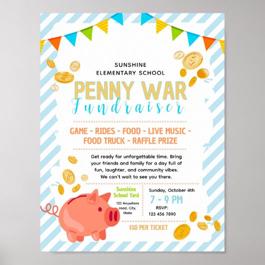 Bewerkbare Penny War Fondsenwervingsflyer Poster (Voorkant)