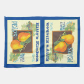 Bewerkbare Peren Vintage Fruitkrat Kunst Theedoek (Horizontaal)