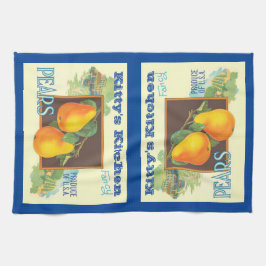 Bewerkbare Peren Vintage Fruitkrat Kunst Theedoek