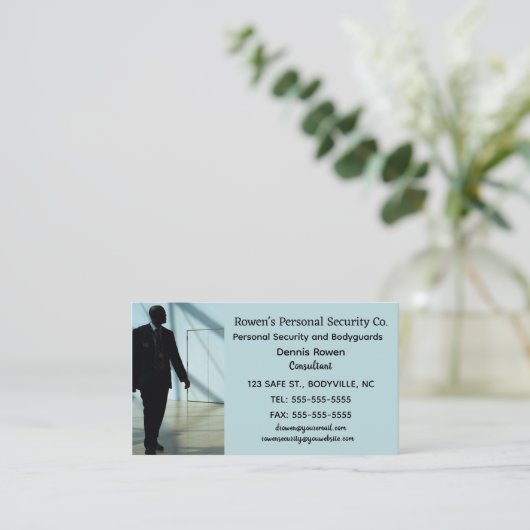 Bewerkbare persoonlijke beveiliging en bodyguards visitekaartje (Staand voorkant)