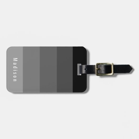 Bewerkbare persoonlijke gothic zwart grijze tinten bagagelabel (Voorkant horizontaal)