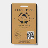 Bewerkbare perspas lay-out foto-ID plus QR-code Badge (Voorzijde)