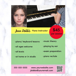 Bewerkbare piano instructor flyer