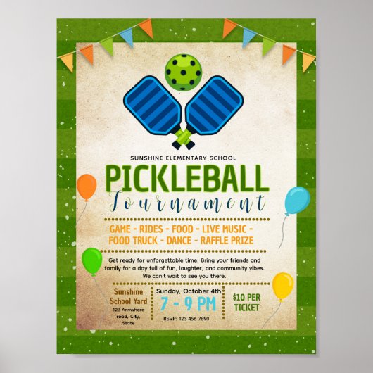 Bewerkbare pickleball fondsenwervingsflyer poster (Voorkant)
