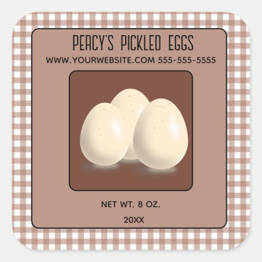Bewerkbare Pickled Eggs Square Sticker (Voorkant)