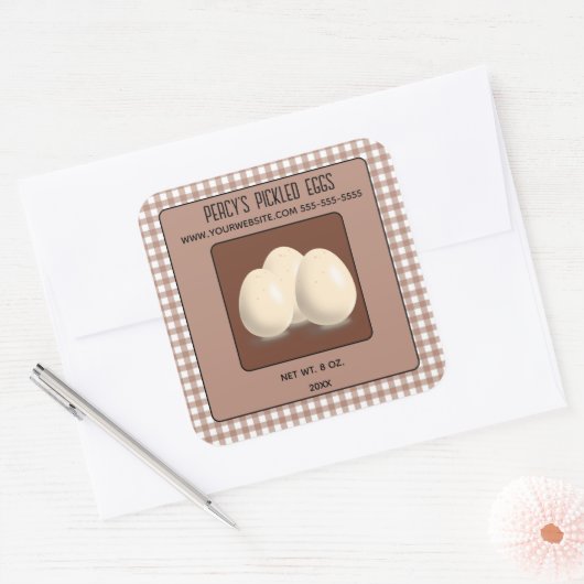 Bewerkbare Pickled Eggs Square Sticker (Envelop)