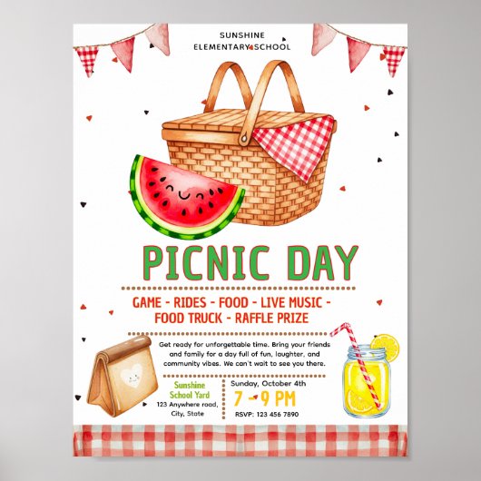 Bewerkbare picknick fondsenwervingsflyer poster (Voorkant)