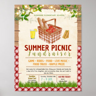 Bewerkbare picknickvelden dag fondsenwervingsflyer poster