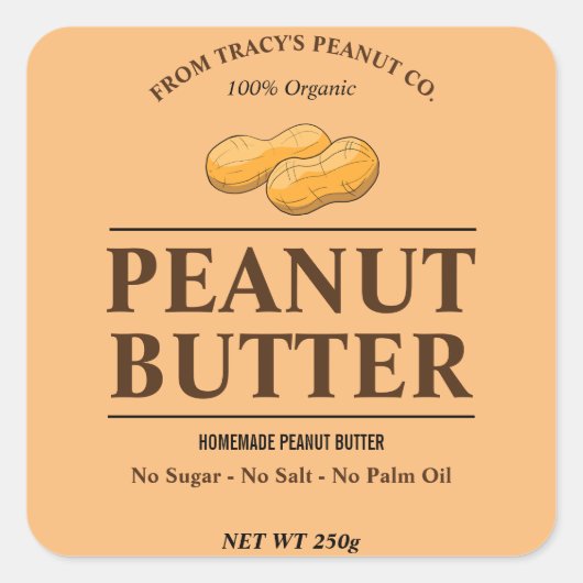 Bewerkbare pindakaas aangepaste Sticker (Voorkant)