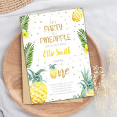 Bewerkbare Pineapple 1st Birthday Invitation Kaart