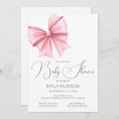 Bewerkbare Pink Bow Coquette Uitnodiging (Voorkant / Achterkant)