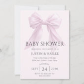 Bewerkbare Pink Bow Girl Coquette Baby shower Kaart (Voorkant)