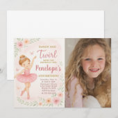 Bewerkbare Pink Dance Party Kaart voor Little Girl (Voorkant / Achterkant)