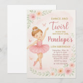 Bewerkbare Pink Dance Party Kaart voor Little Girl (Voorkant / Achterkant)