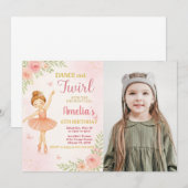 Bewerkbare Pink Dance Party Sjabloon voor meisjes Kaart (Voorkant / Achterkant)