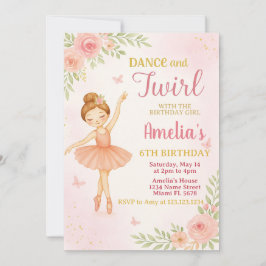 Bewerkbare Pink Dance Party Sjabloon voor meisjes Kaart