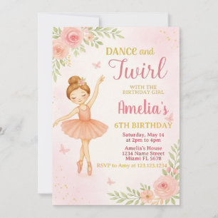 Bewerkbare Pink Dance Party Sjabloon voor meisjes Kaart