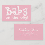 Bewerkbare Pink Gift Registry Kaart, Baby op de we Informatiekaartje (Voorkant / Achterkant)