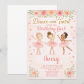 Bewerkbare Pink Pastel Dance Party voor meisjes Kaart (Voorkant / Achterkant)