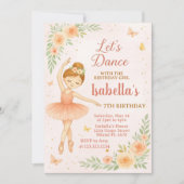 Bewerkbare Pink Tutu Party Kaart voor meisjes (Voorkant)