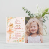 Bewerkbare Pink Tutu Party Kaart voor meisjes met  (Staand voorkant)