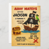 Bewerkbare Pirate Treasure Map Verjaardag Uitnodig Kaart (Voorkant / Achterkant)