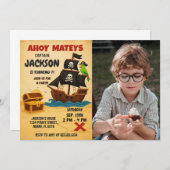 Bewerkbare Pirate Treasure Map Verjaardag Uitnodig Kaart (Voorkant / Achterkant)