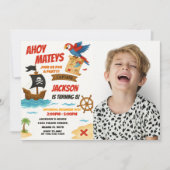 Bewerkbare Pirate verjaardagsuitnodiging Kaart (Voorkant)