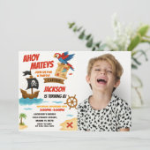 Bewerkbare Pirate verjaardagsuitnodiging Kaart (Staand voorkant)