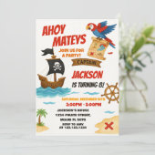 Bewerkbare Pirate verjaardagsuitnodiging Kaart (Staand voorkant)