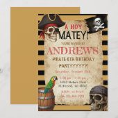 Bewerkbare Piratenfeest Uitnodiging Template (Voorkant / Achterkant)