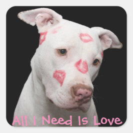 Bewerkbare Pitbull Lover Vierkante Sticker