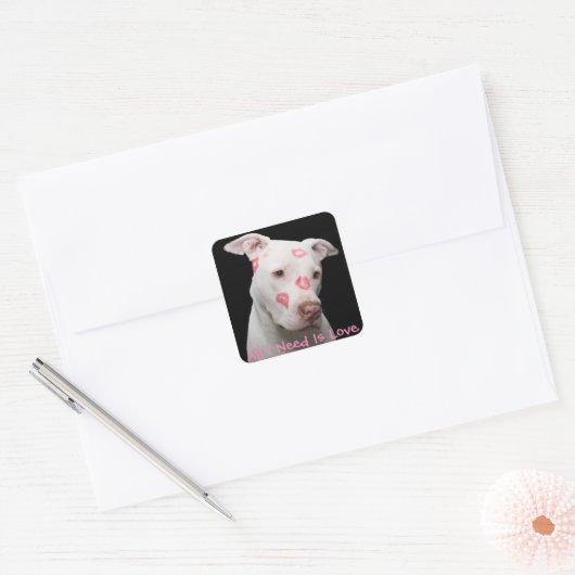 Bewerkbare Pitbull Lover Vierkante Sticker (Envelop)