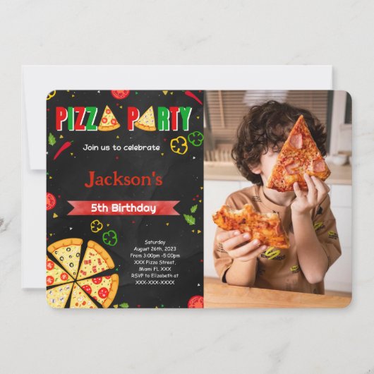 Bewerkbare Pizza Foto uitnodiging (Voorkant)