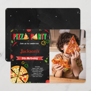 Bewerkbare Pizza Foto uitnodiging