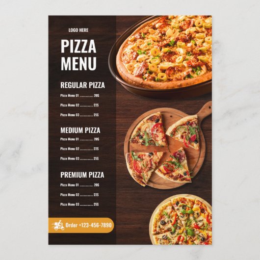 Bewerkbare Pizza Menu pizzeria Restaurant Menu (Voorkant)